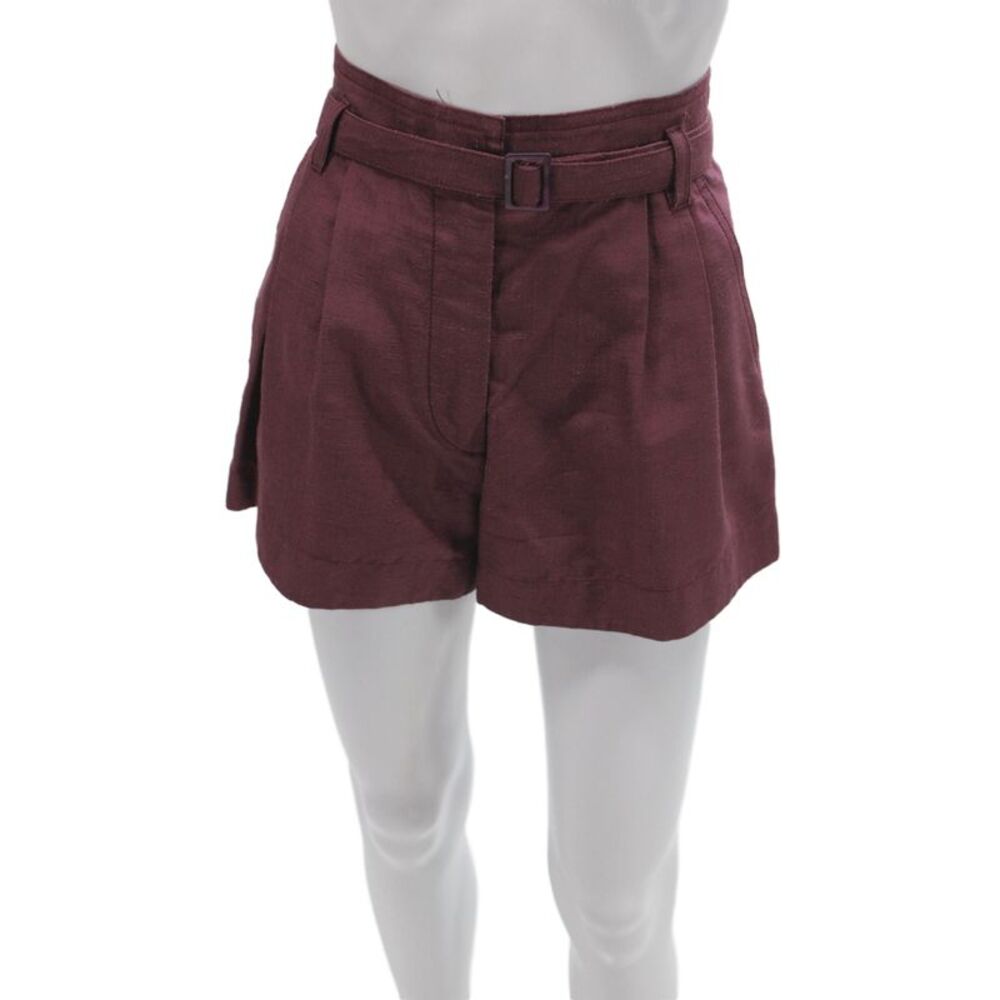 Marc Jacobs Women Paperbag Silk Shorts Purple Buckle Size 0